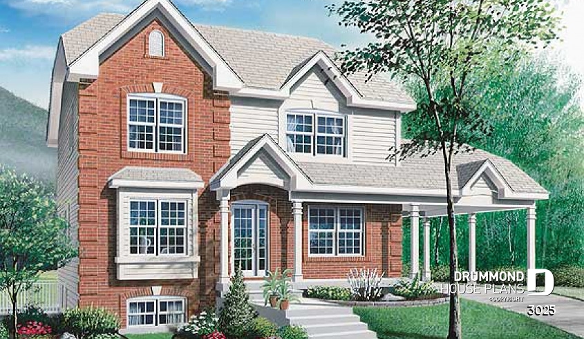 front - BASE MODEL - Triplex house plan with 1, 2 and 3 bedroom apartment, open concept, laundry room on each unit, carport - Herault