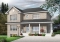front - BASE MODEL - 3 unit apartment building plan (triplex house plan) 3 bedrooms per unit, veranda on main floor - Fairfield 2