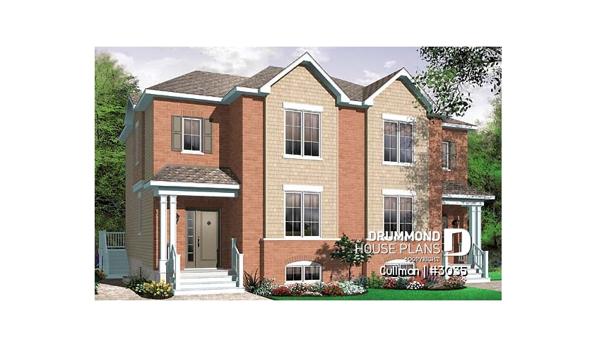 front - BASE MODEL - Duplex plan, 3 beds, 2 baths, laundry on main room, master bedroom with walk-in closet - Cullman