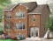 front - BASE MODEL - 3 unit apartment building plan (triplex home plan), 2 bedrooms, 1 bathroom, laundry room, kitchen w/island - Hamilton