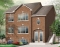 front - BASE MODEL - Large 3 unit apartment building plan, 2 bedrooms, laundry room, sheltered terrace, kitchen island - Hamilton 2