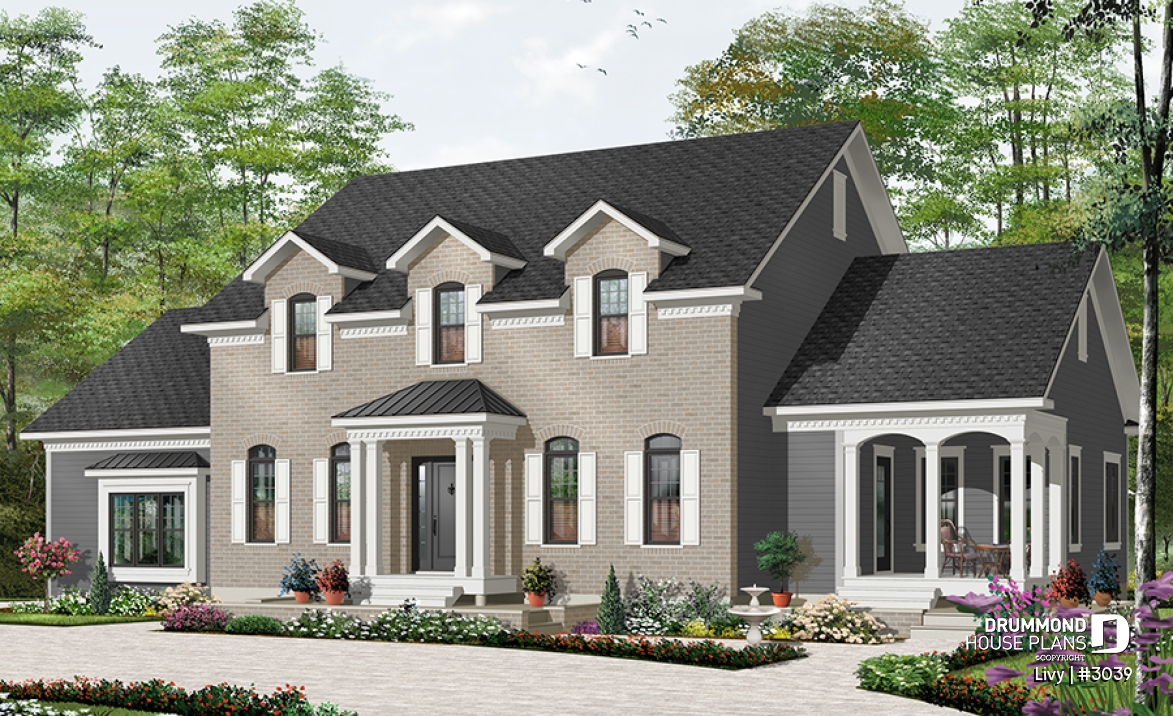 Color version 4 - Front - 2 storey home offering in law suite on half of the main floor, 3 bedrooms and open space - Livy