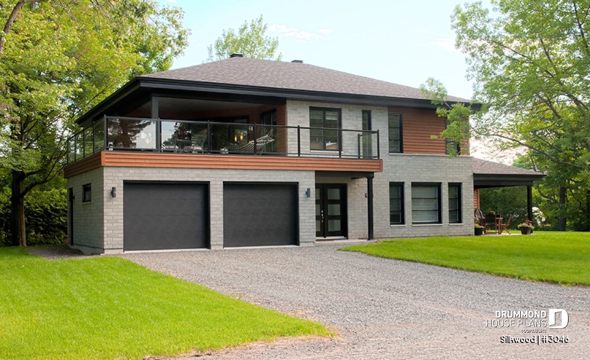 front - BASE MODEL - Multi generational Modern Home plan, 2 units with separate entrances &amp; open floor plans - Silkwood