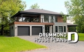 front - BASE MODEL - Multi generational Modern Home plan, 2 units with separate entrances & open floor plans - Silkwood