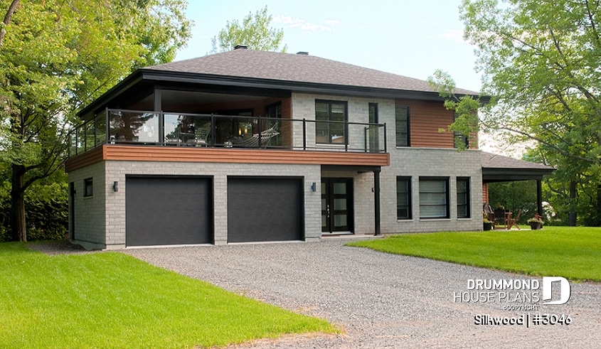 front - BASE MODEL - Multi generational Modern Home plan, 2 units with separate entrances & open floor plans - Silkwood