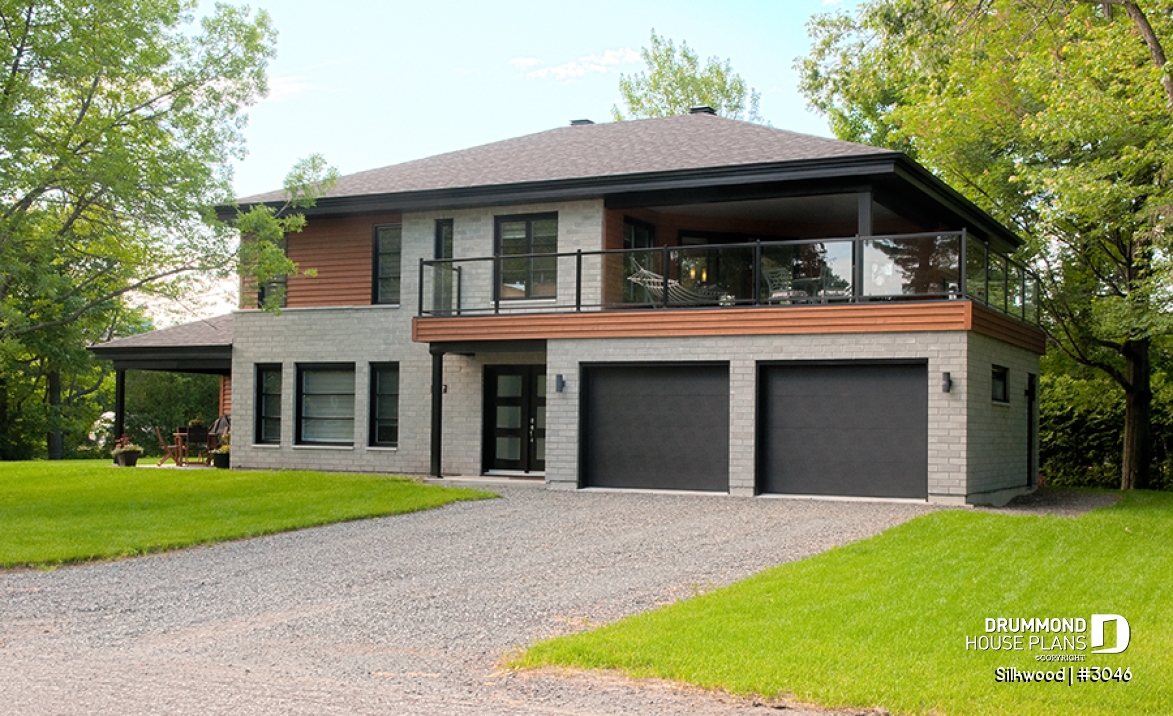 front - BASE MODEL - Multi generational Modern Home plan, 2 units with separate entrances &amp; open floor plans - Silkwood