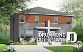 front - BASE MODEL - Modern duplex plan, 3 bedrooms per unit, laundry room on main floor, master suite, open concept - The Mallory 