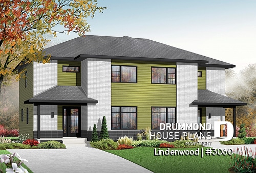 front - BASE MODEL - 3 bedroom contemporary semi-detached on two levels - Lindenwood