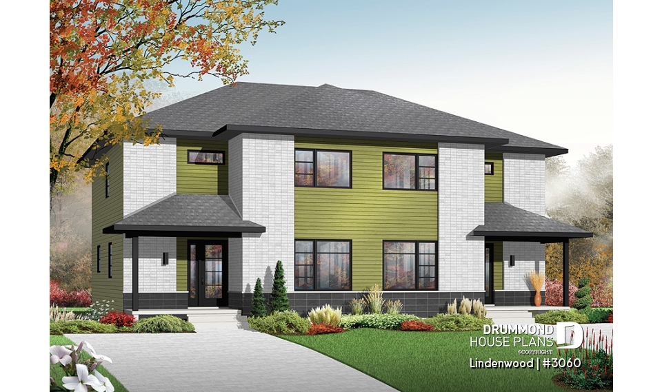 front - BASE MODEL - 3 bedroom contemporary semi-detached on two levels - Lindenwood