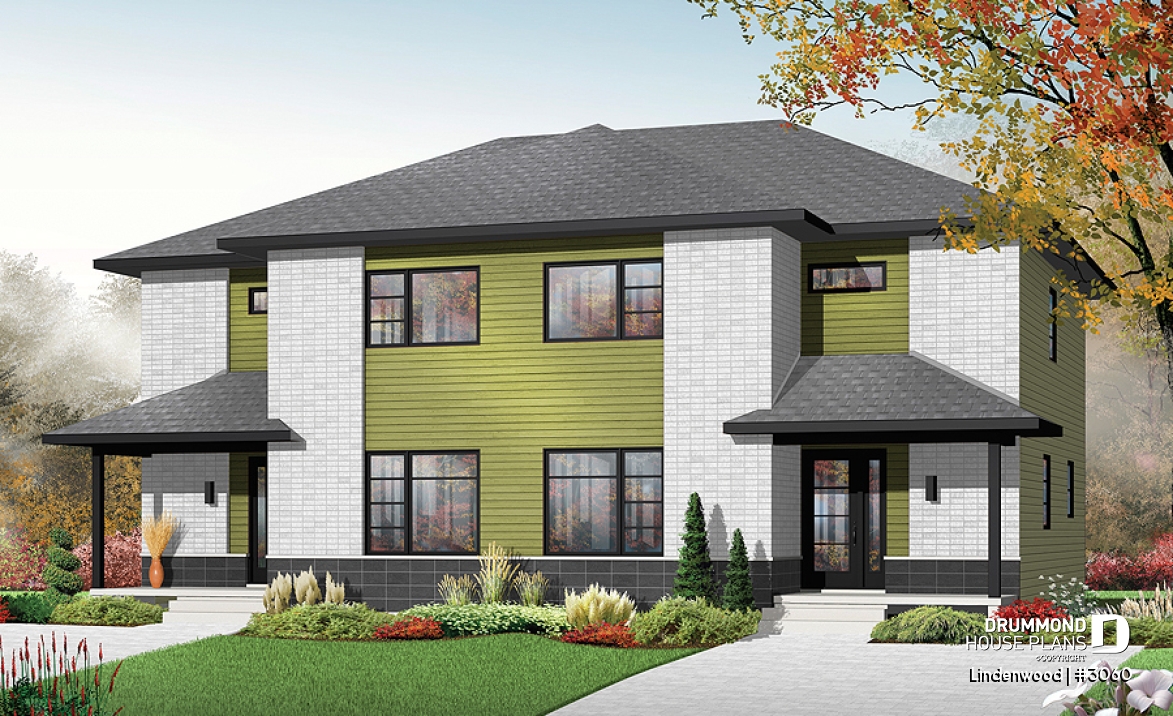 front - BASE MODEL - 3 bedroom contemporary semi-detached on two levels - Lindenwood