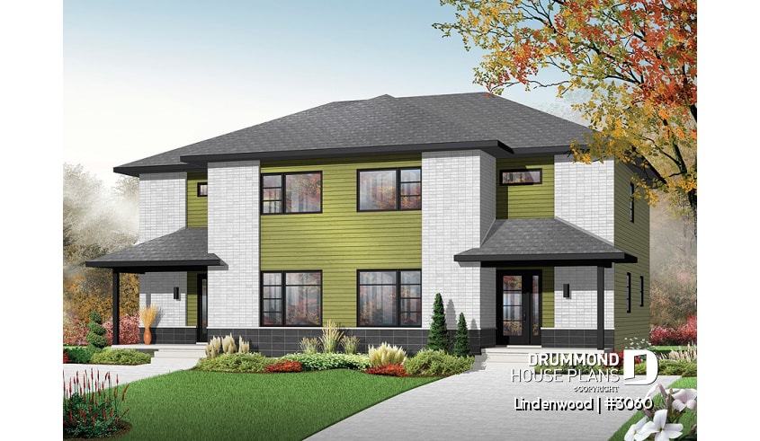 front - BASE MODEL - 3 bedroom contemporary semi-detached on two levels - Lindenwood