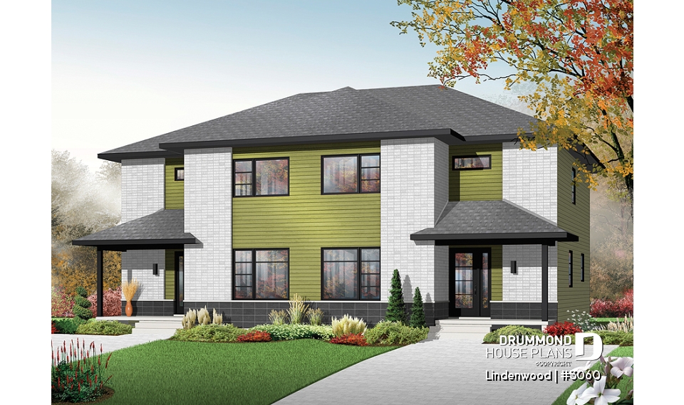 front - BASE MODEL - 3 bedroom contemporary semi-detached on two levels - Lindenwood