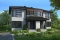 front - BASE MODEL - Modern duplex home plan, 3 to 4 bedrooms & 1.5 bathrooms per unit, kitchen w/island, open floor plan concept - Charny