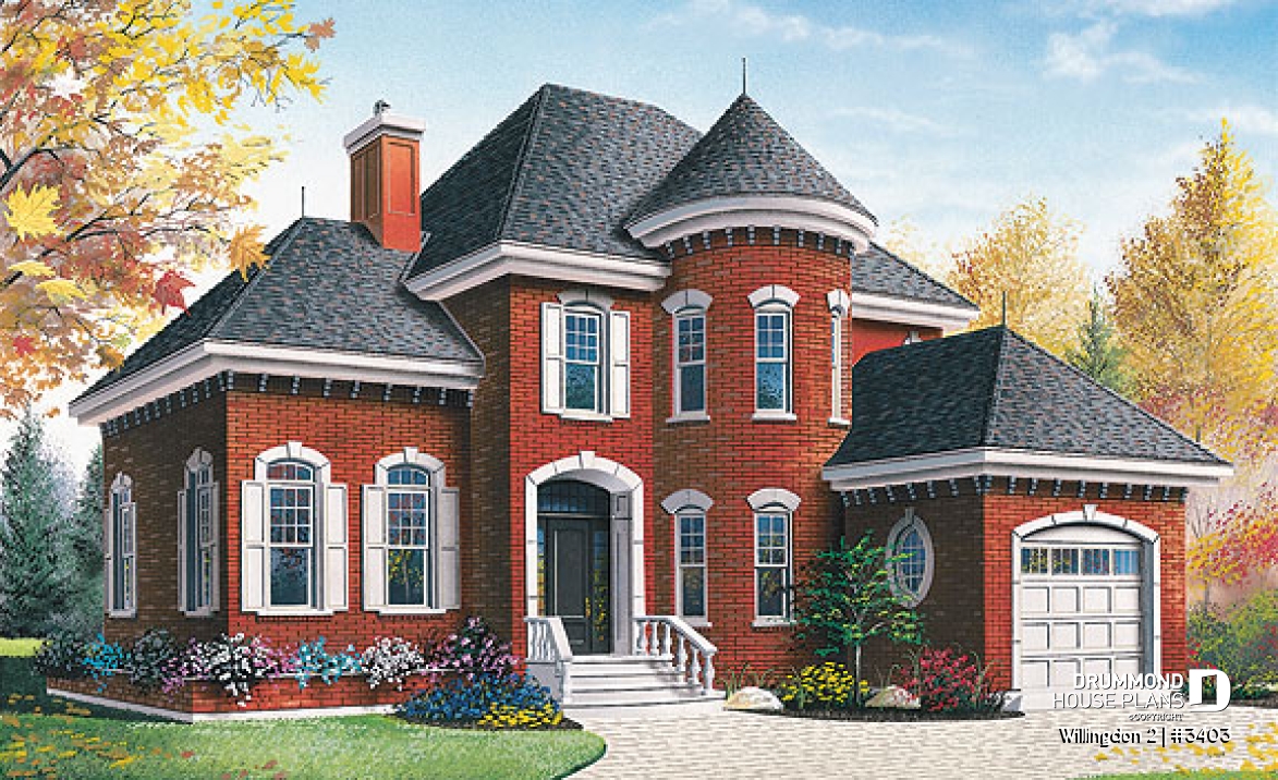 front - BASE MODEL - Classic 2-storey 3 bedrooms, large sunken family room with fireplace, garage, home office - Willingdon 2