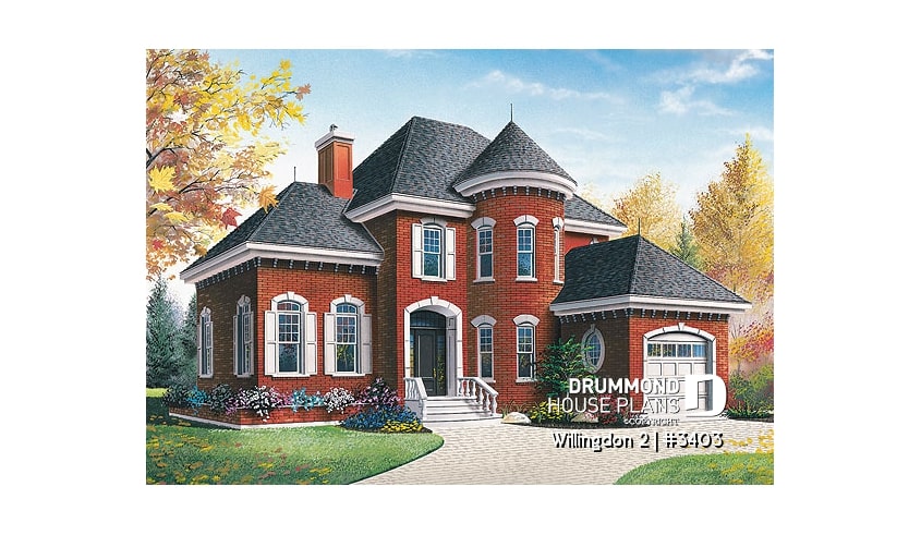 front - BASE MODEL - Classic 2-storey 3 bedrooms, large sunken family room with fireplace, garage, home office - Willingdon 2