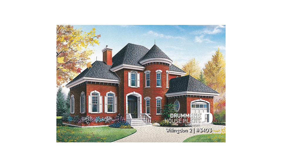front - BASE MODEL - Classic 2-storey 3 bedrooms, large sunken family room with fireplace, garage, home office - Willingdon 2