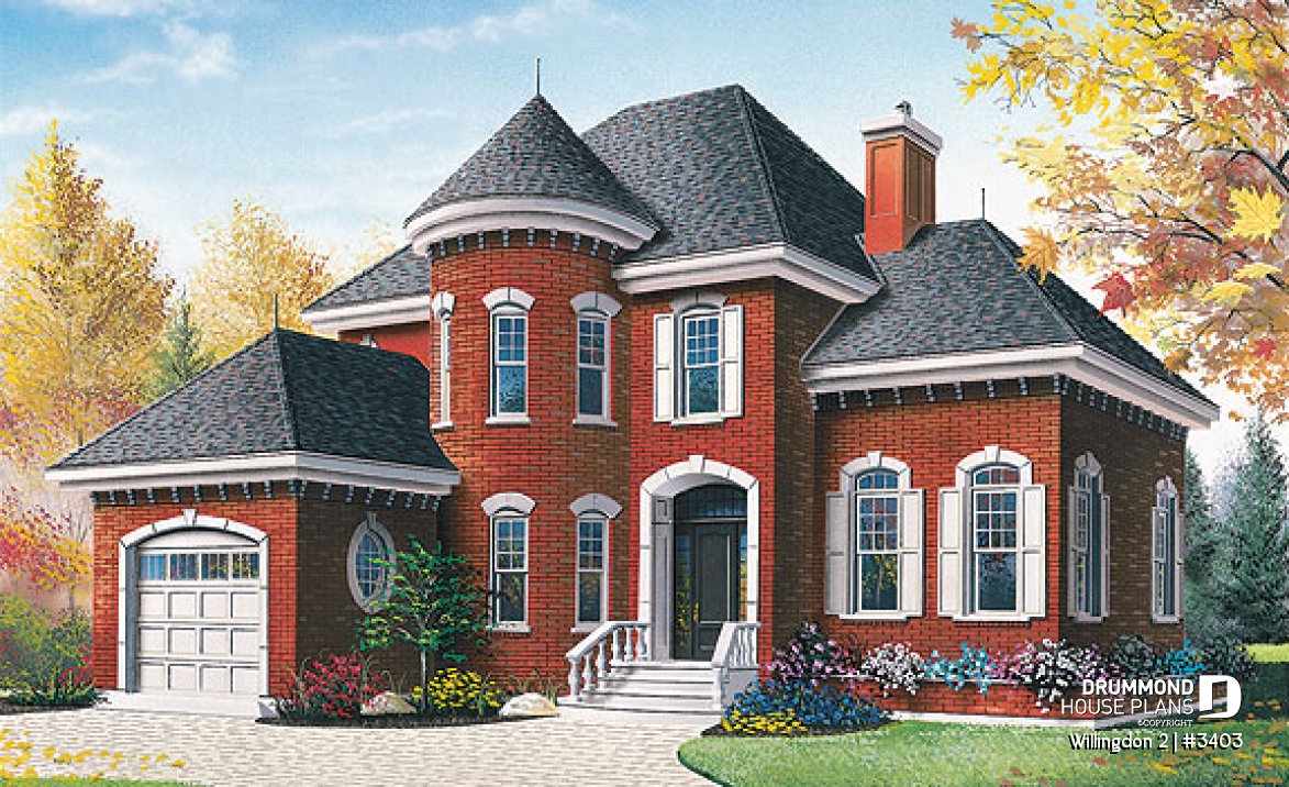 front - BASE MODEL - Classic 2-storey 3 bedrooms, large sunken family room with fireplace, garage, home office - Willingdon 2
