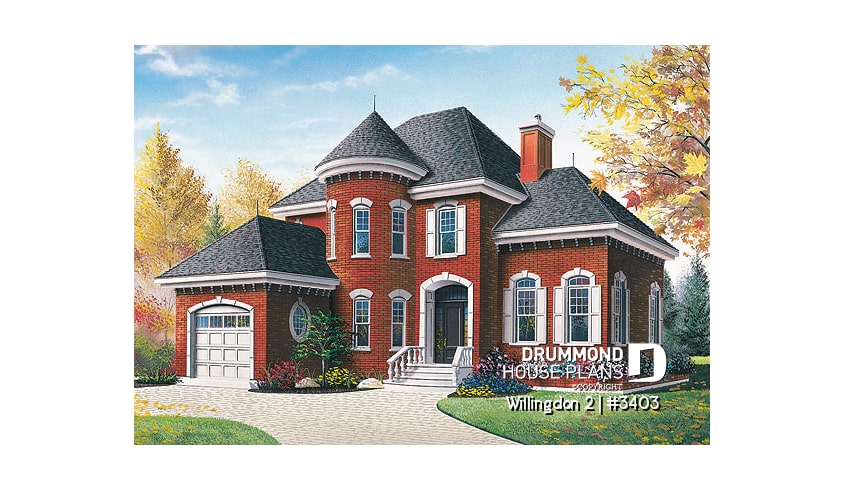 front - BASE MODEL - Classic 2-storey 3 bedrooms, large sunken family room with fireplace, garage, home office - Willingdon 2