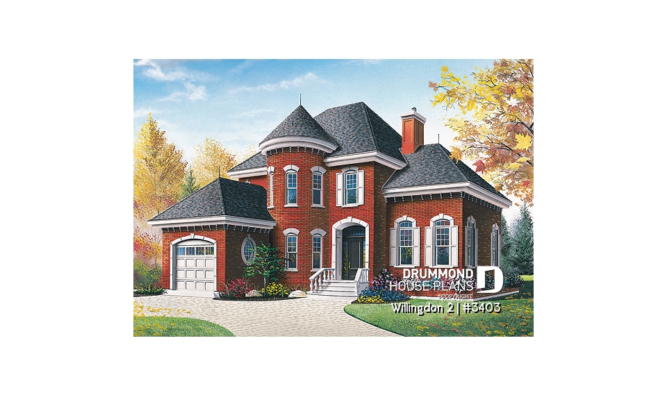 front - BASE MODEL - Classic 2-storey 3 bedrooms, large sunken family room with fireplace, garage, home office - Willingdon 2