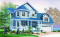 front - BASE MODEL - Open floor plan Victorian home design, large bonus, fireplace, breakfast nook, kitchen island, 2 .5 baths - The Honeycomb 4