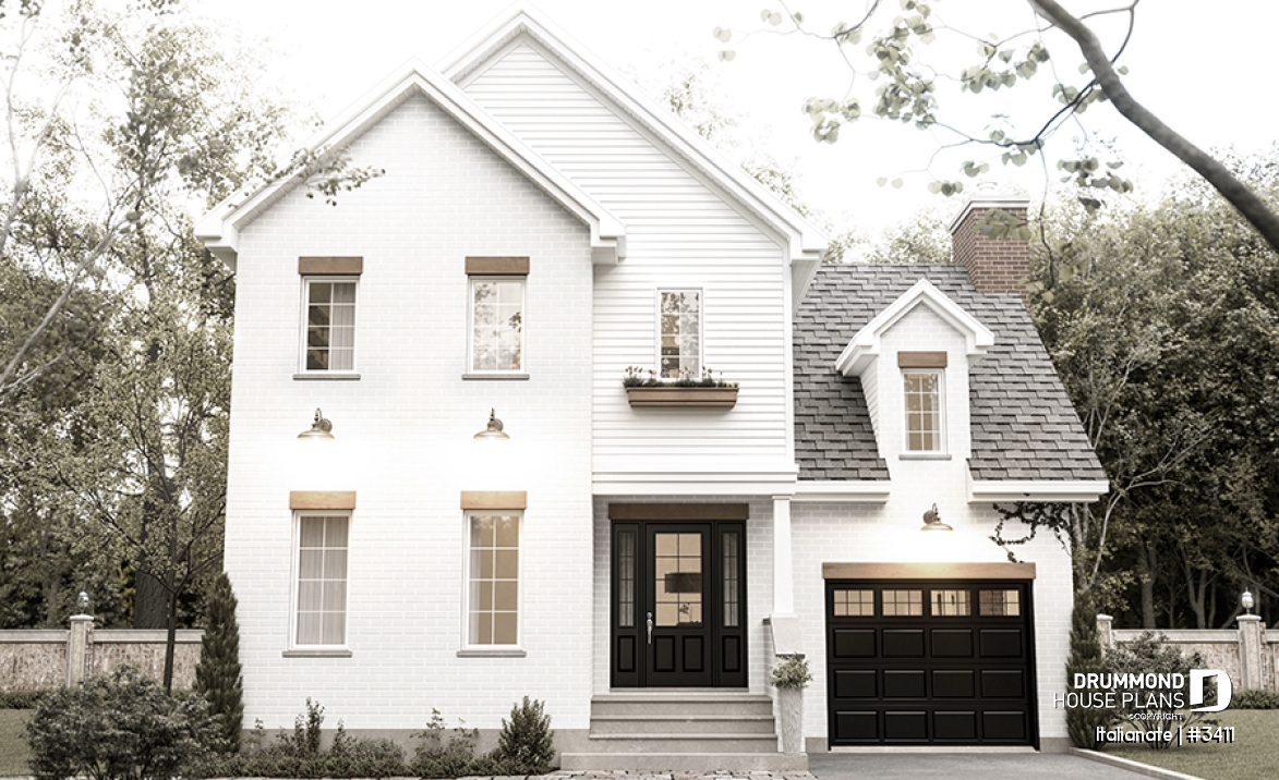 alternate - Elegant 2-storey French-style home with garage, fireplace, and island kitchen. - Italianate