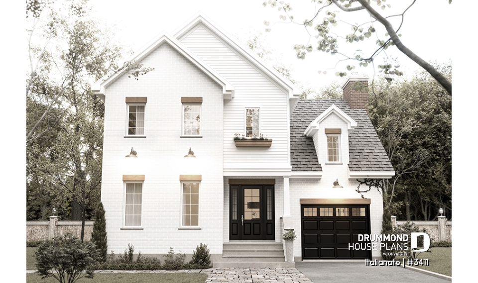 alternate - Elegant 2-storey French-style home with garage, fireplace, and island kitchen. - Italianate