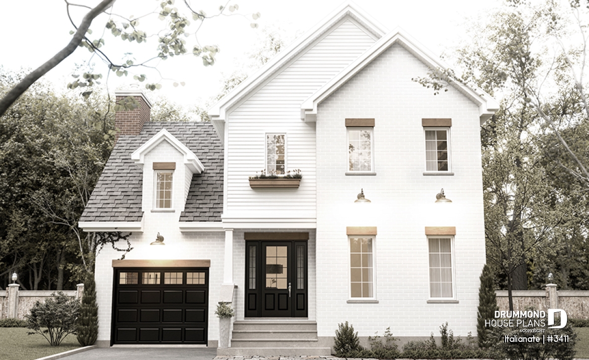 alternate - Elegant 2-storey French-style home with garage, fireplace, and island kitchen. - Italianate
