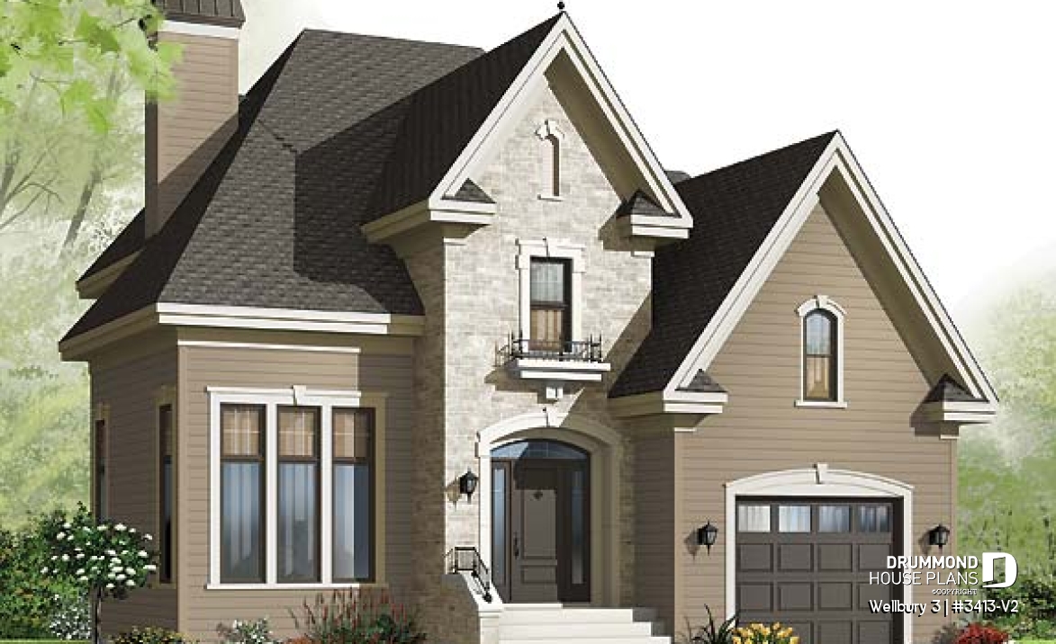 front - BASE MODEL - European style home with large master bedroom, open kitchen / dining concept, mezzanine overlooking the living - Wellbury 3