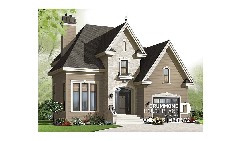 front - BASE MODEL - European style home with large master bedroom, open kitchen / dining concept, mezzanine overlooking the living - Wellbury 3
