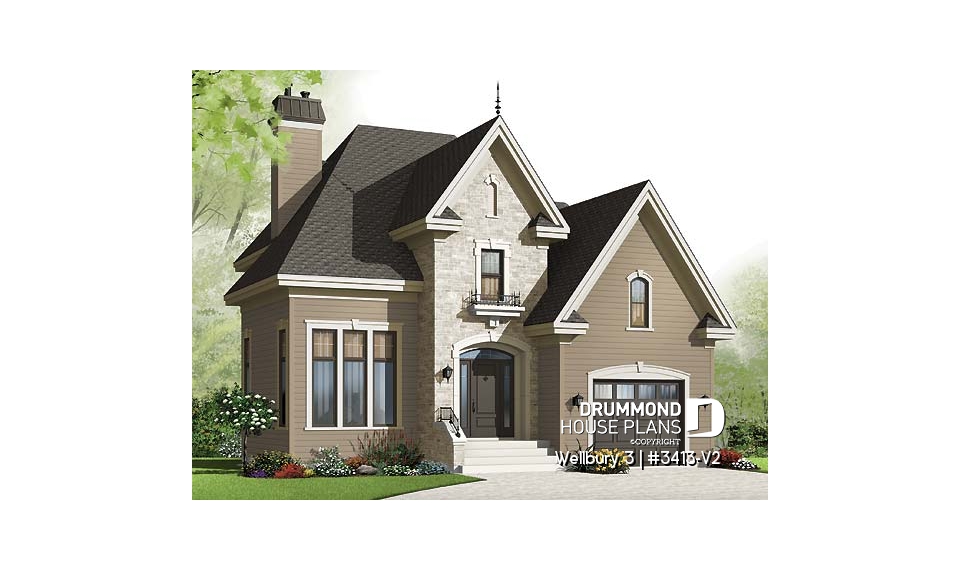 front - BASE MODEL - European style home with large master bedroom, open kitchen / dining concept, mezzanine overlooking the living - Wellbury 3