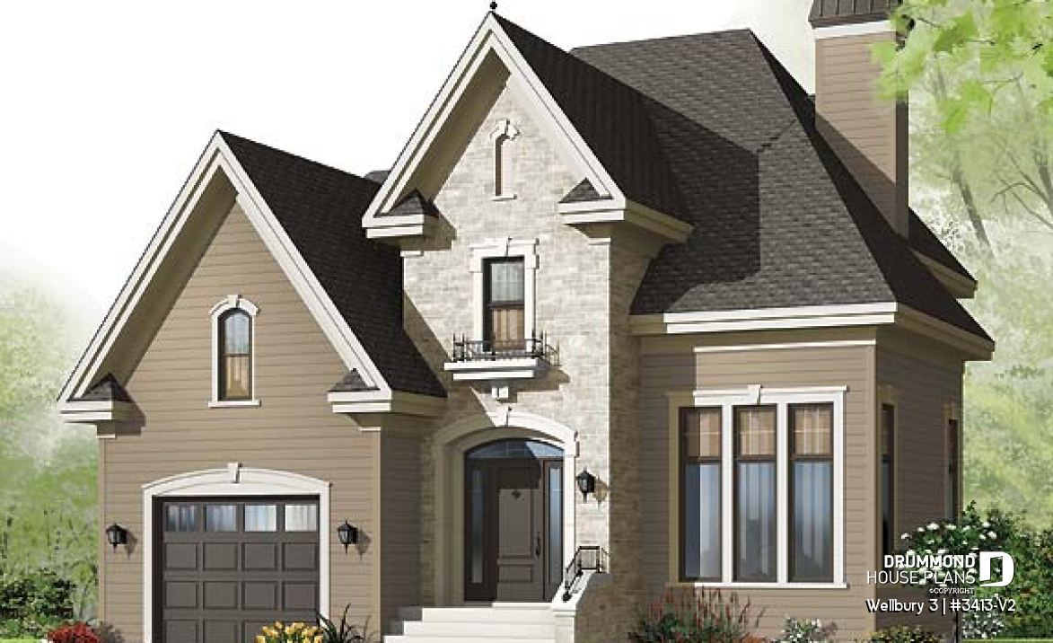 front - BASE MODEL - European style home with large master bedroom, open kitchen / dining concept, mezzanine overlooking the living - Wellbury 3