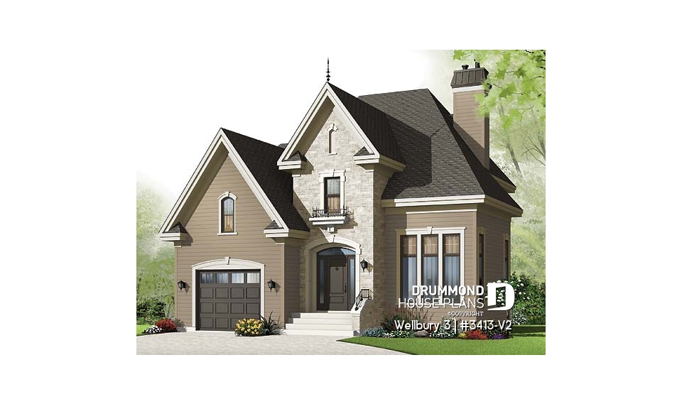 front - BASE MODEL - European style home with large master bedroom, open kitchen / dining concept, mezzanine overlooking the living - Wellbury 3