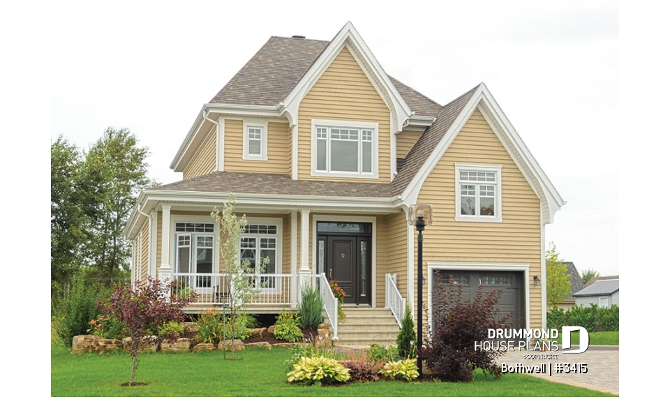 front - BASE MODEL - Beautiful country house plan with 9' ceiling, large family room - Bothwell
