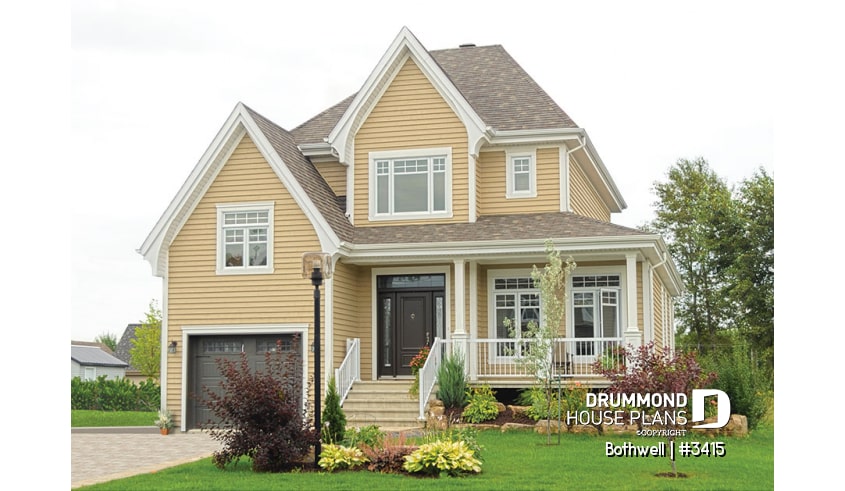 front - BASE MODEL - Beautiful country house plan with 9' ceiling, large family room - Bothwell