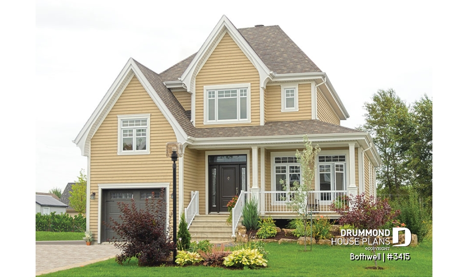front - BASE MODEL - Beautiful country house plan with 9' ceiling, large family room - Bothwell