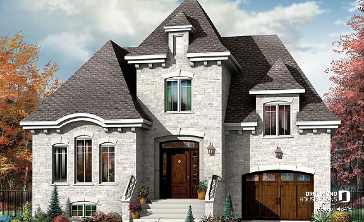 front - BASE MODEL - Manor style 2 storey house plan, classical look, large master suite - Isabeau