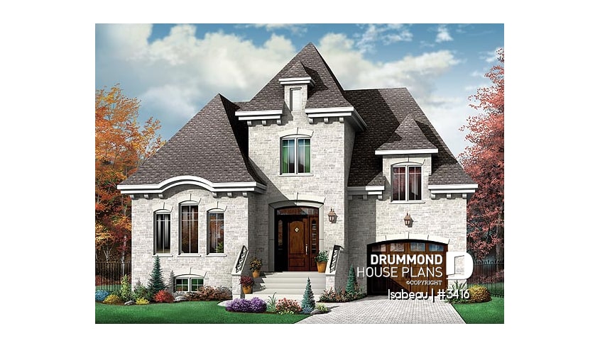 front - BASE MODEL - Manor style 2 storey house plan, classical look, large master suite - Isabeau