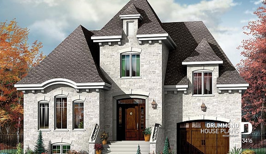 front - BASE MODEL - Manor style 2 storey house plan, classical look, large master suite - Isabeau