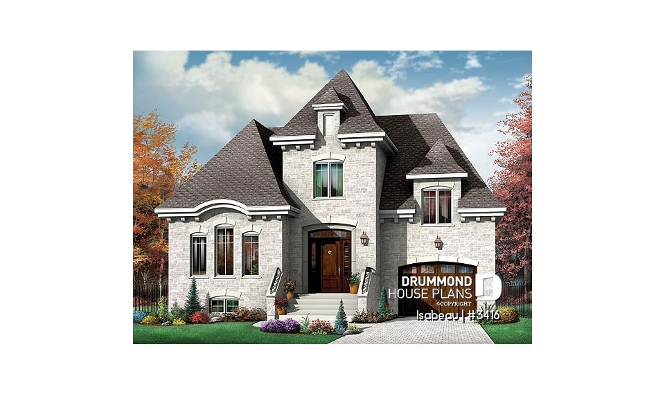 front - BASE MODEL - Manor style 2 storey house plan, classical look, large master suite - Isabeau