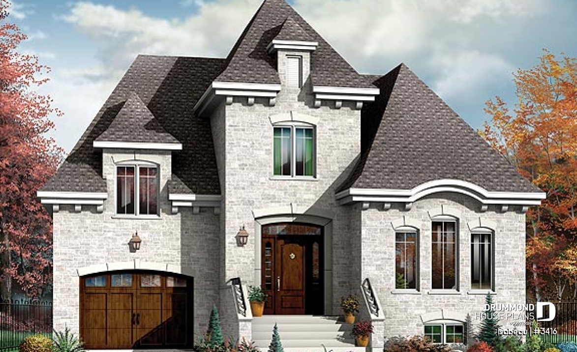 front - BASE MODEL - Manor style 2 storey house plan, classical look, large master suite - Isabeau