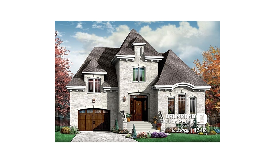 front - BASE MODEL - Manor style 2 storey house plan, classical look, large master suite - Isabeau