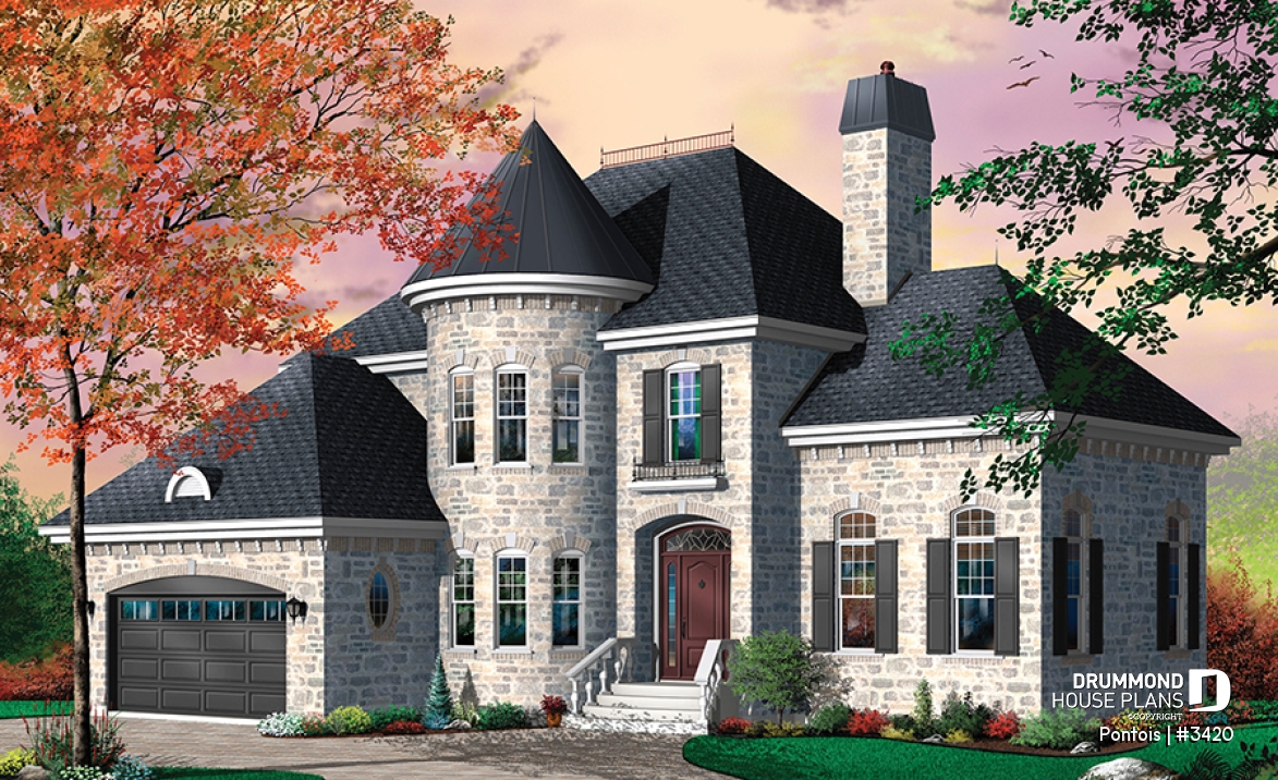 front - BASE MODEL - Beautiful master bedroom, 3 bedrooms, large living room kitchen with pantry and island, 2-car garage - Pontois