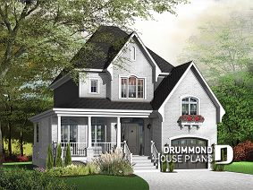 Color version 2 - Front - Farmhouse home plan with 3 bedrooms, garage - Bothwell 3