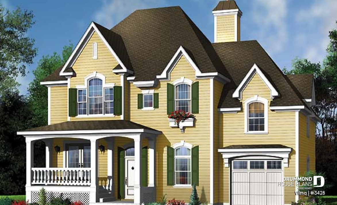 front - BASE MODEL - Traditional 3 beds 2.5 baths with master suite, jack &amp; jill bath, large bonus space above garage, open space - Vilma