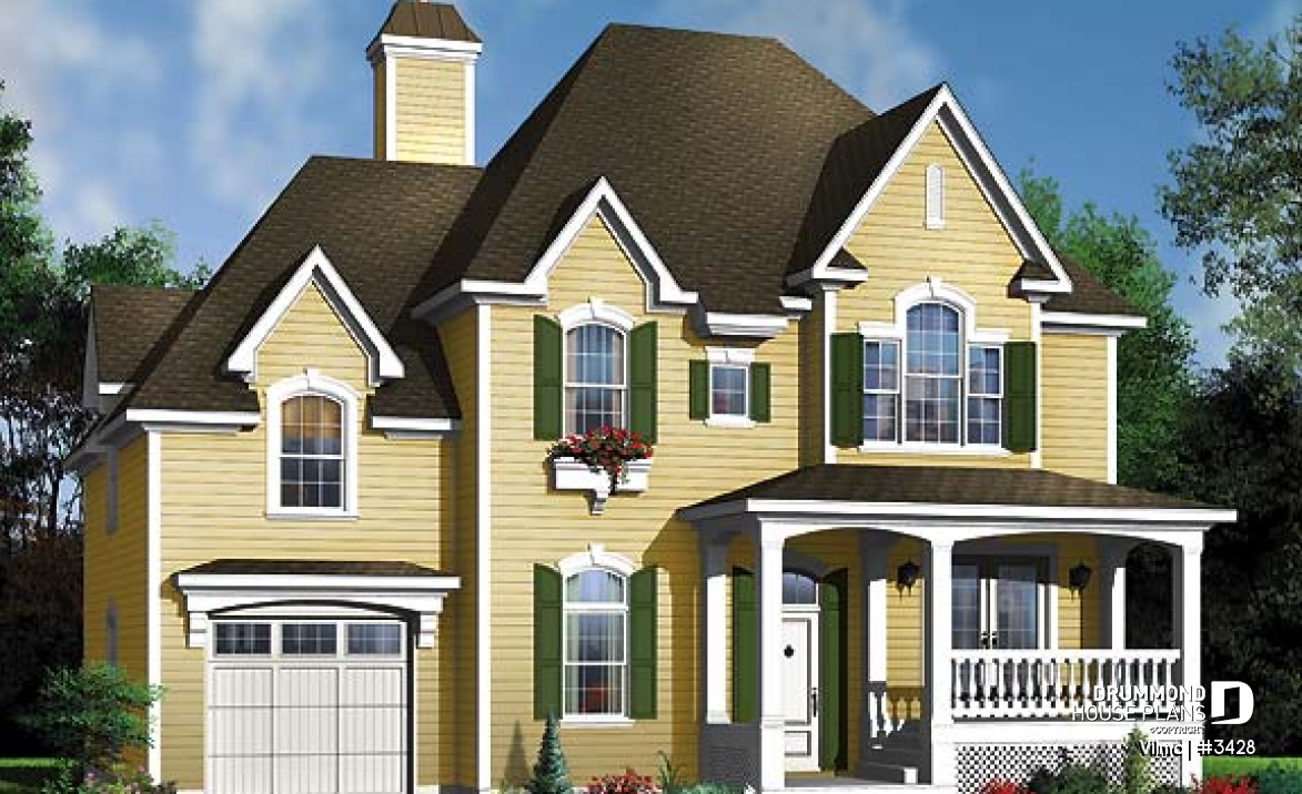 front - BASE MODEL - Traditional 3 beds 2.5 baths with master suite, jack &amp; jill bath, large bonus space above garage, open space - Vilma