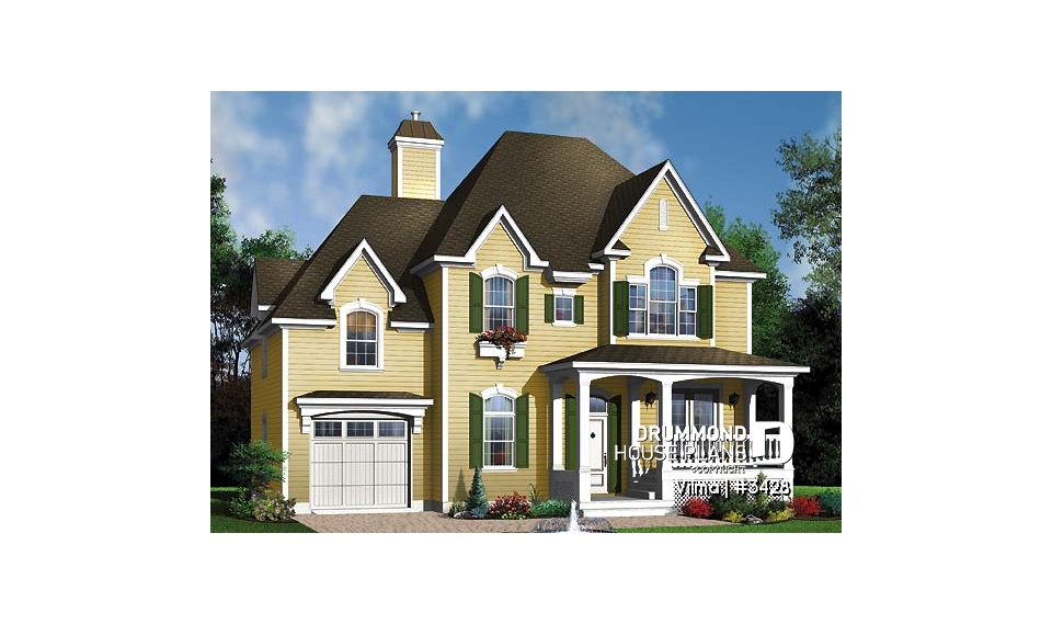 front - BASE MODEL - Traditional 3 beds 2.5 baths with master suite, jack &amp; jill bath, large bonus space above garage, open space - Vilma