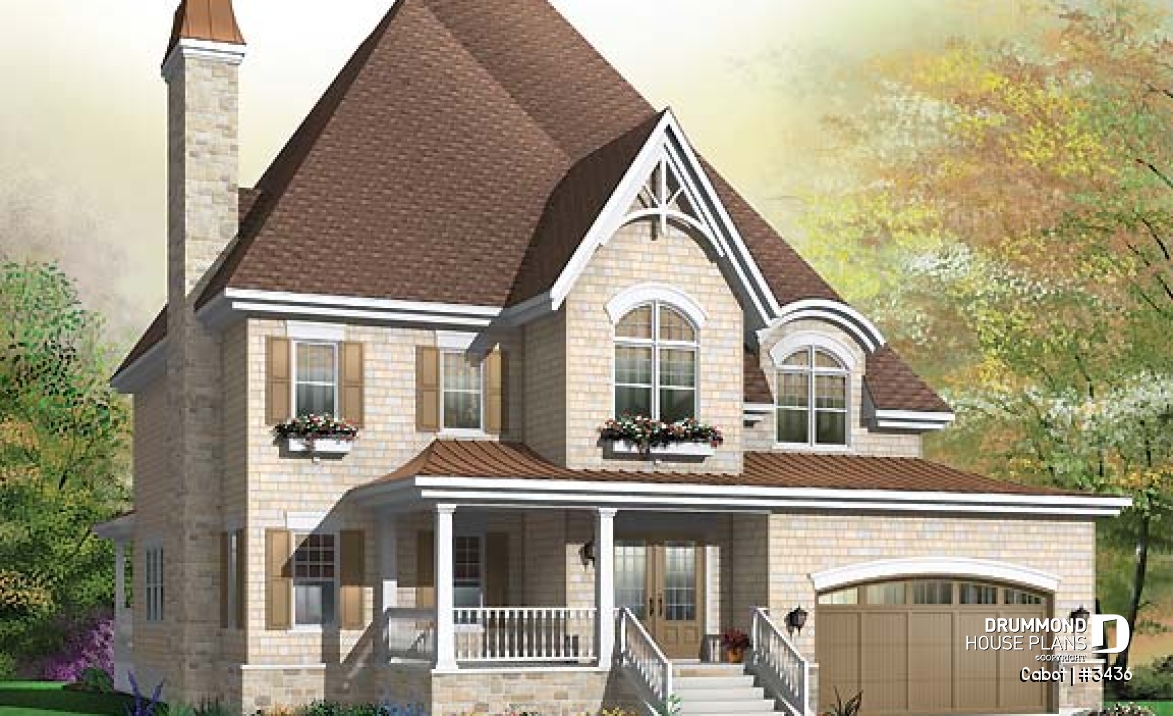 front - BASE MODEL - European 5 bedroom with master suite &amp; great room - Cabot