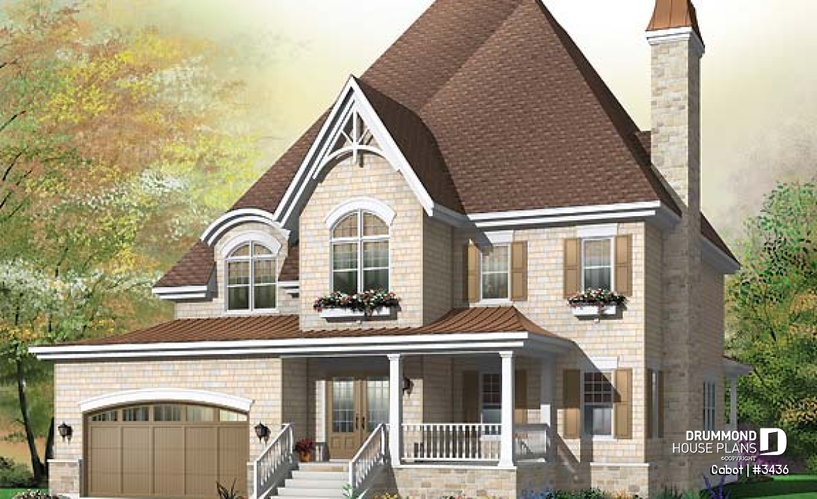 front - BASE MODEL - European 5 bedroom with master suite &amp; great room - Cabot