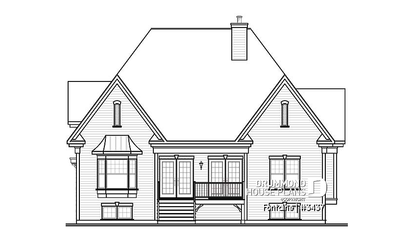 rear elevation of house plan 3437 rear elevation - Fontaine