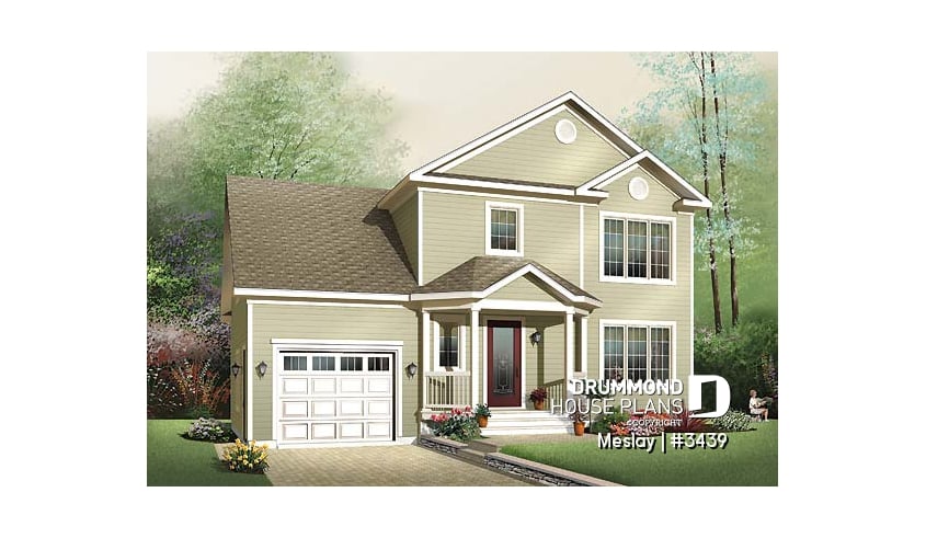 front - BASE MODEL - Functional open floor plan with 3 large bedrooms and a garage - Meslay